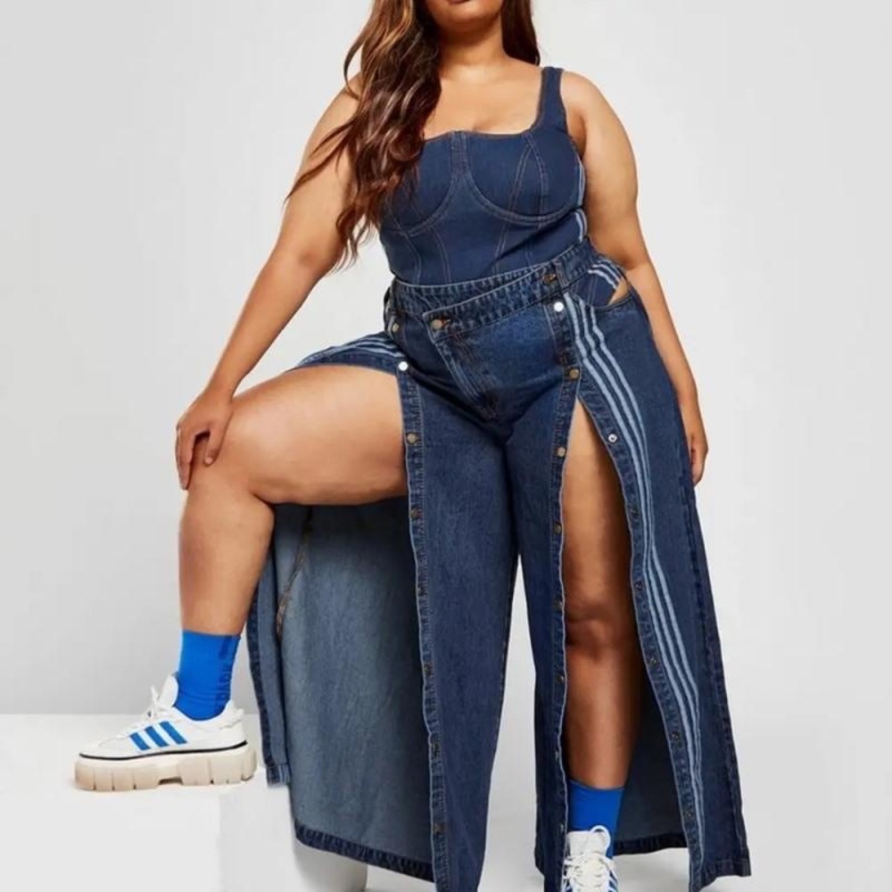 Adidas x Ivy Park Rodeo denim wide leg snap plus 2x